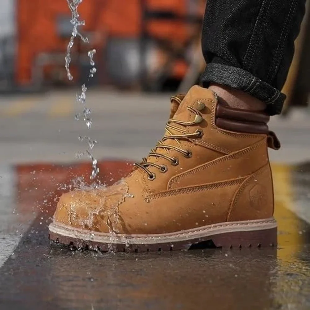 NEW Toughsteps Mens Steel Toe Work Boots 6 Inch Waterproof Leather Safety Shoes